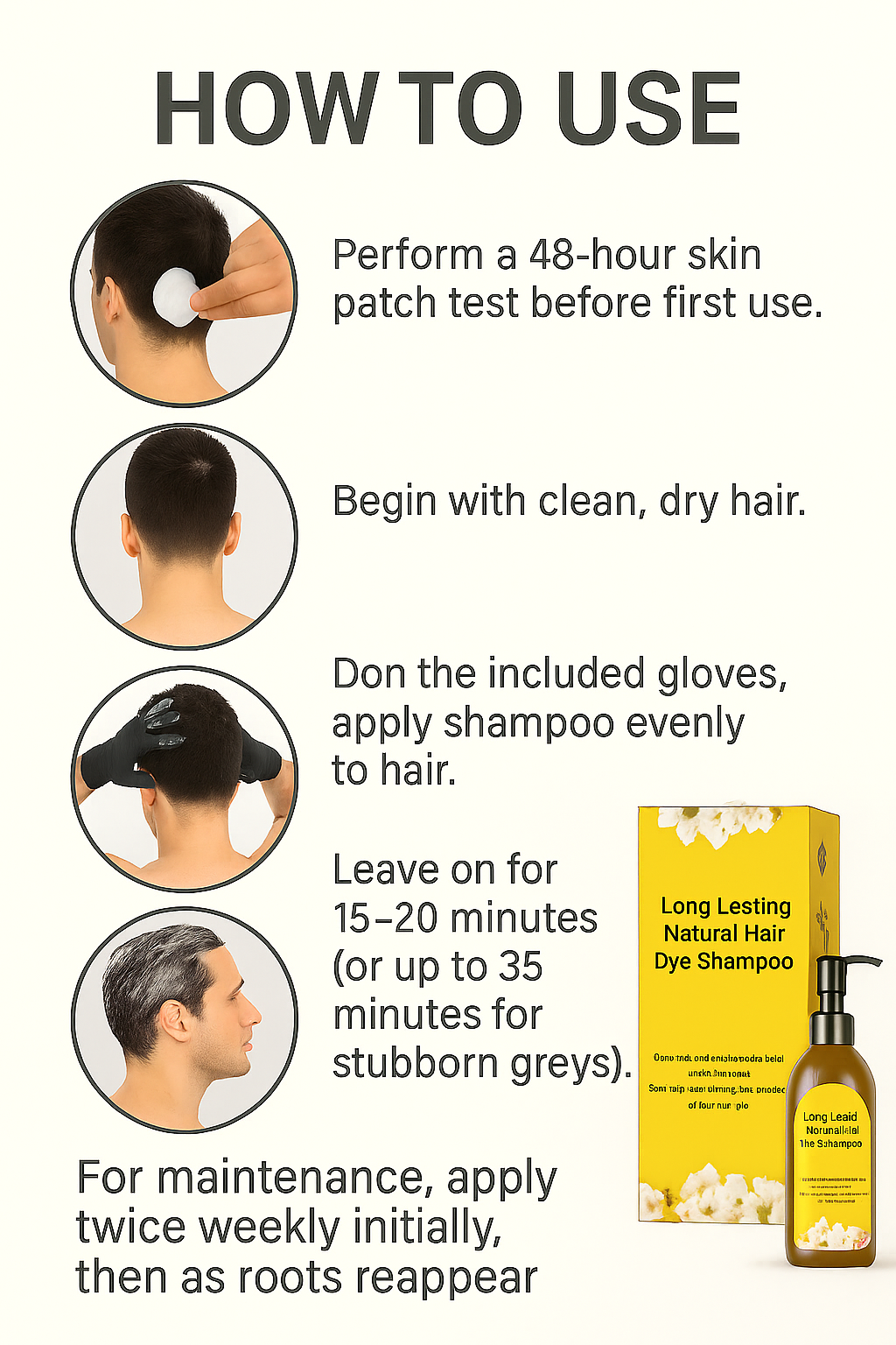 Long Lasting Natural Hair Dye Shampoo – Buy 1 Get 3 Free Limited Offer