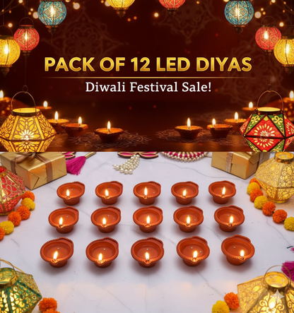 LED Water Sensor Diyas – A Safe, Elegant Glow for Every Occasion (Pack of 6\12\18\24)
