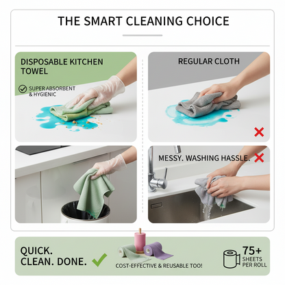 Disposable Kitchen Towels (75 Sheets) – Super Absorbent | 50% OFF